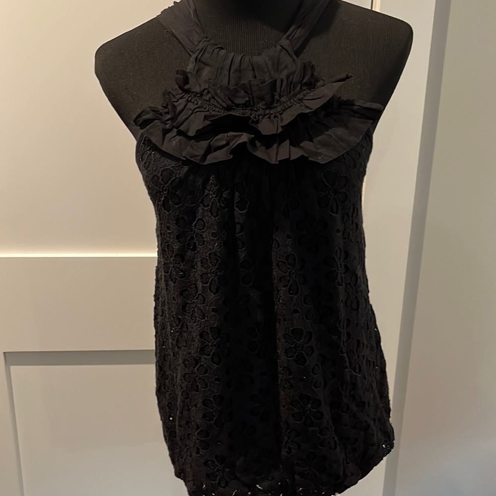 Ella Moss Eyelet Sleeveless Top Black